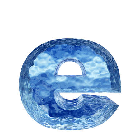 Blue ice or water fonts isoalted on white backgroundの写真素材