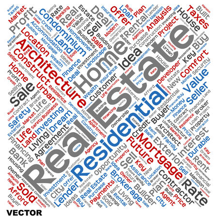 Conceptual real estate or housing word cloud isolated on backgroundのイラスト素材