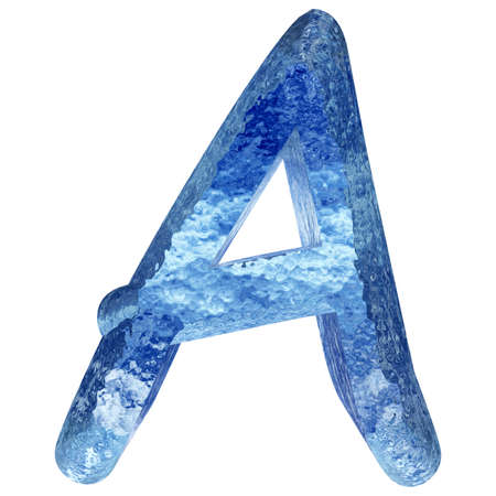 Blue ice or water fonts isoalted on white backgroundの写真素材