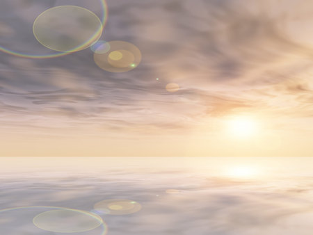 A sky with clouds and sea water waves at sunset background