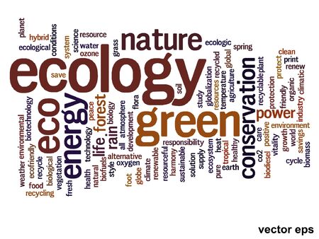 Conceptual green ecology or energy word cloud concept isolated on backgroundのイラスト素材