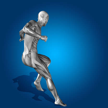 Conceptual 3D human man health anatomy on blue backgroundの写真素材