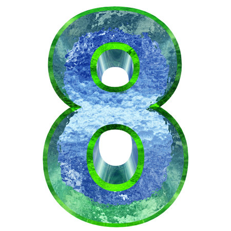 Blue ice or water fonts isoalted on white backgroundの写真素材