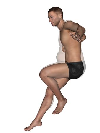 Human man fat and slim concept isolated on white backgroundの写真素材