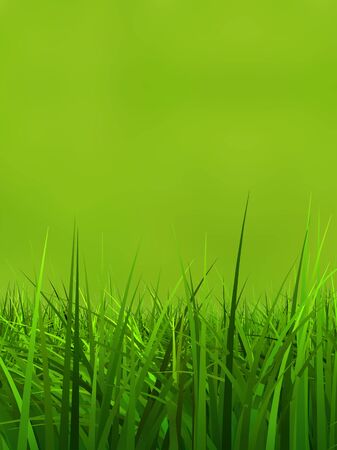 Conceptual green 3d grass field or lawn on green background in spring or summerの写真素材
