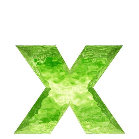 Conceptual 3D green water or ice font part of set or collection isolated on white background for winterの写真素材
