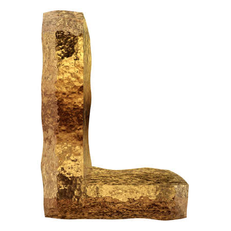 Yellow gold or golden metal fonts isoalted on white backgroundの写真素材