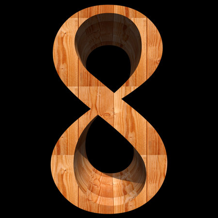 Conceptual 3D abstract wood or wooden brown font as part of a set or collection isolated on black...