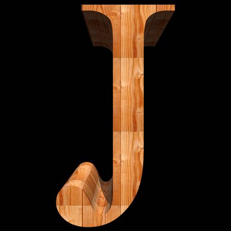 Conceptual 3D abstract wood or wooden brown font as part of a set or collection isolated on black backgroundの写真素材