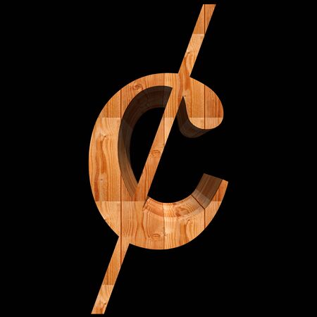 Conceptual 3D abstract wood or wooden brown font as part of a set or collection isolated on black backgroundの写真素材