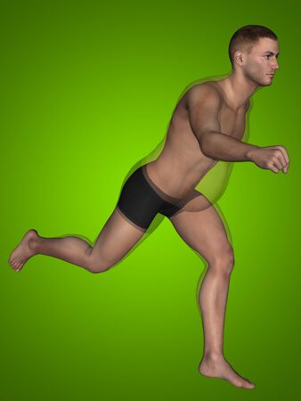 Human man fat and slim concept on green backgroundの写真素材