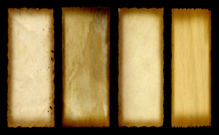 Old vintage paper banners set or collection isolated on black background