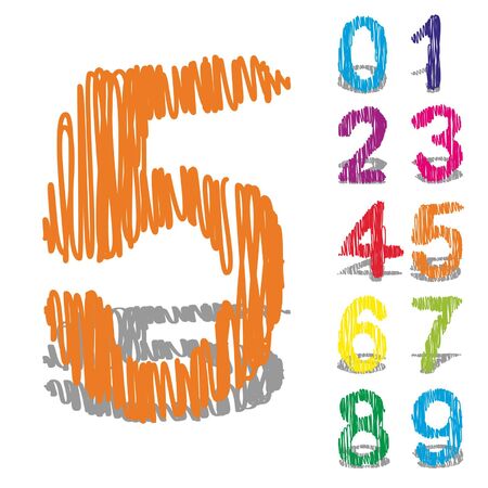 Vector conceptual sketch colorful child font collection isolated on white backgroundのイラスト素材