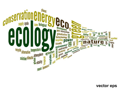 Vector concept or conceptual abstract green ecology or energy and conservation word cloud text isolated on white backgroundのイラスト素材