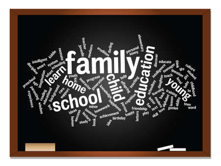 Vector concept conceptual education abstract word cloud, blackboard and chalk backgroundのイラスト素材