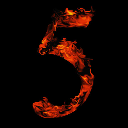 Conceptual red hot burning fire font  in red and orange flames isolated on black backgroundの写真素材