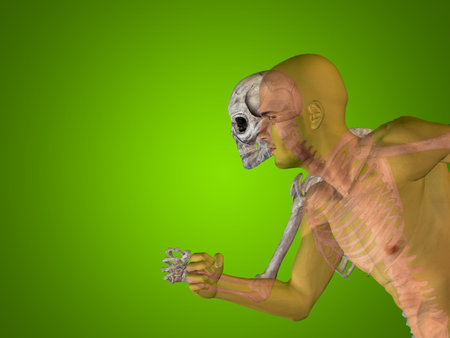 Conceptual Anatomy human body on green background