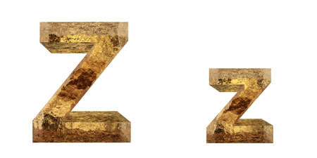 Yellow gold or golden metal fonts isoalted on white backgroundの写真素材