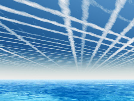 Conceptual sea or ocean water waves and sky cloudscape exotic or paradise background