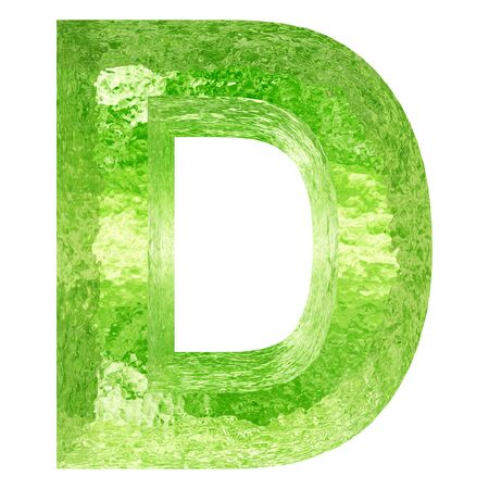 Conceptual 3D green water or ice font part of set or collection isolated on white background for winterの写真素材