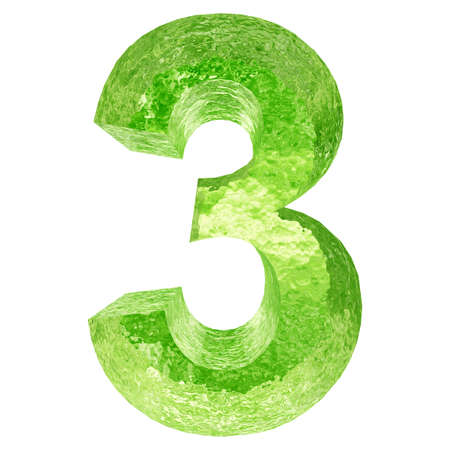 Conceptual 3D green water or ice font part of set or collection isolated on white background for winterの写真素材