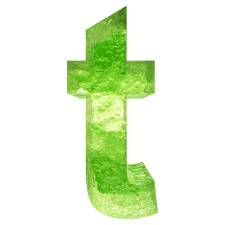 Conceptual 3D green water or ice font part of set or collection isolated on white background for winterの写真素材