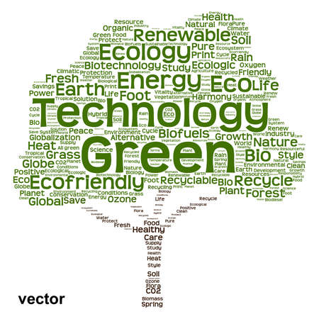 Conceptual green, ecology, recycle or energy tree word cloud backgroundのイラスト素材