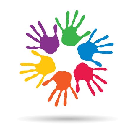 Vector concept or conceptual children painted hand print isolated on white backgroundのイラスト素材