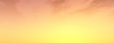 A sunset or sunrise background with clouds and the sun close to horizon bannerの写真素材