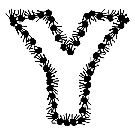 Vector concept or conceptual cute paint human hands or handprints of child font isolated on white backgroundのイラスト素材