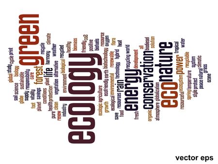 Conceptual green ecology or energy word cloud concept isolated on backgroundのイラスト素材