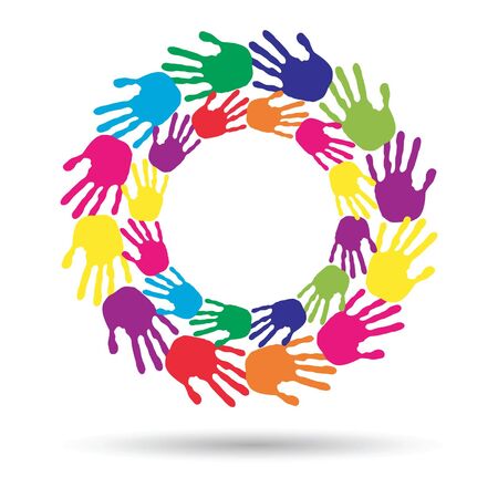 Vector concept or conceptual children painted hand print isolated on white backgroundのイラスト素材