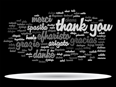 Vector conceptual thank you word cloud isolated for business or Thanksgiving Dayのイラスト素材