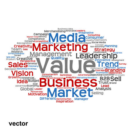 Vector conceptual business marketing word cloud concept isolated on backgroundのイラスト素材