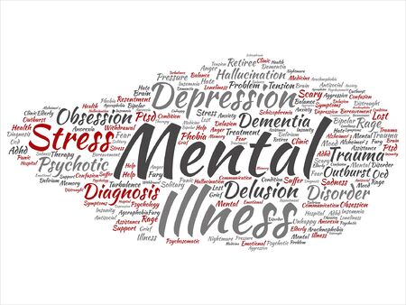 Vector conceptual mental illness disorder management or therapy word cloud isolatedのイラスト素材