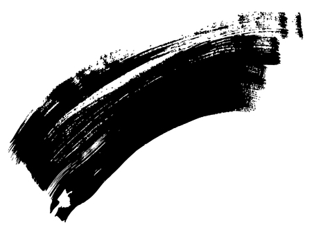 Vector artistic freehand black paint, ink or acrylic hand made creative brush stroke background isolated on white as grunge or grungy art spray effect, education abstract elements dark frame designのイラスト素材