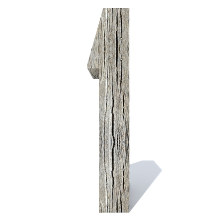 Conceptual wood or wooden brown font or type, timber or lumber industry piece isolated on white background. Educative hadwood material, surface vintage old handmade sculpted object as 3D illustrationの写真素材