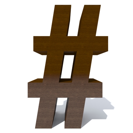 Conceptual wood or wooden brown font or type, timber or lumber industry piece isolated on white background. Educative hadwood material, smooth surface mahogany handmade sculpted 3D illustration objectの写真素材