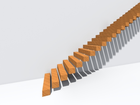 Conceptual stair on wall background building or architecture as metaphor to business success, growth, progress or achievement. 3D illustration of creative steps riseing up to the top as vision designの写真素材