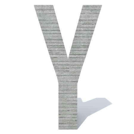 Conceptual gray heavy rough concrete constructed font or type, construction industry piece isolated white background. Educative architecture material, aged texture surface as 3D illustration designの写真素材