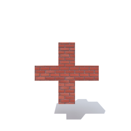 Conceptual red heavy rough masonry constructed font or type, brick construction industry piece isolated white background. Educative architecture material, aged texture surface 3D illustration designの写真素材