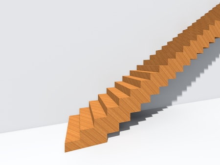 Conceptual stair on wall background building or architecture as metaphor to business success, growth, progress or achievement. 3D illustration of creative steps riseing up to the top as vision designの写真素材