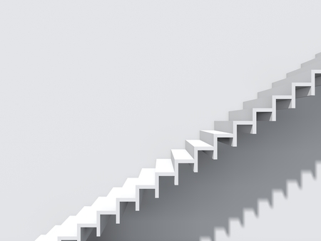 Conceptual stair on wall background building or architecture as metaphor to business success, growth, progress or achievement. 3D illustration of creative steps riseing up to the top as vision designの写真素材