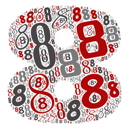 Vector conceptual red, gray and black playful funny education font made of number collection or...