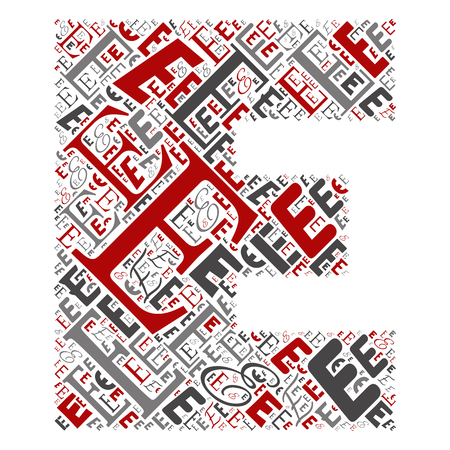 Vector conceptual red, gray and black playful funny education font made of letter collection or group on character shapes isolated on white background. A modern art alphabet learning element designのイラスト素材