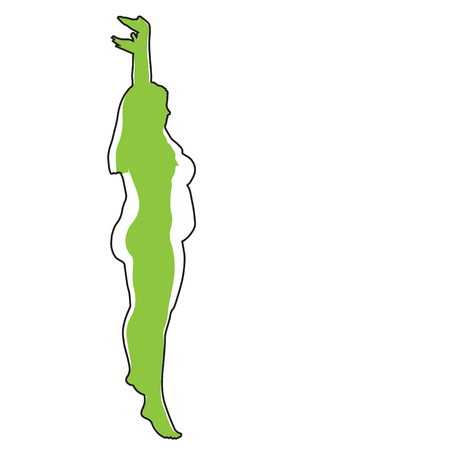 Vector conceptual fat overweight obese female vs slim fit healthy body after weight loss or diet with muscles thin young woman isolated. Fitness, nutrition or fatness obesity, health silhouette shapeのイラスト素材