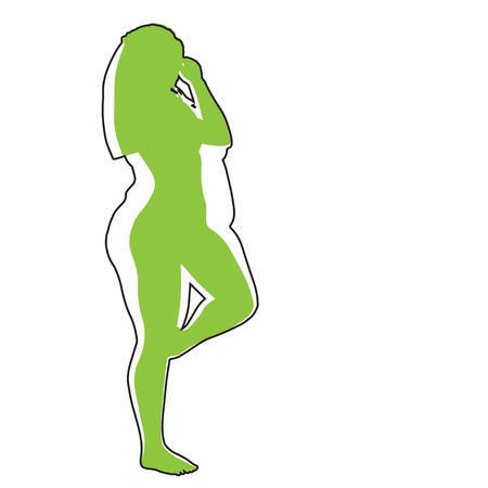 Vector conceptual fat overweight obese female vs slim fit healthy body after weight loss or diet with muscles thin young woman isolated. Fitness, nutrition or fatness obesity, health silhouette shapeのイラスト素材