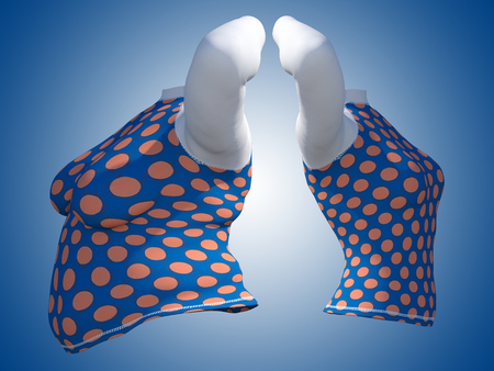 Conceptual fat overweight obesity female blouse outfit vs slim fit healthy body after weight loss or diet thin young woman on blue. A fitness, nutrition or fatness obesity health shape 3D illustrationの写真素材