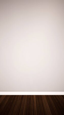 Concept or conceptual vintage or grungy brown background of natural wood or wooden old texture floor and concrete wall for contrast. A 3d illustration metaphor for time, material, solitude or rustの写真素材