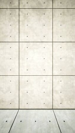 Concept or conceptual solid and white rough background of concrete floor and wall as a vintage pattern layout. A 3d illustration metaphor for minimalism, time and materialの写真素材
